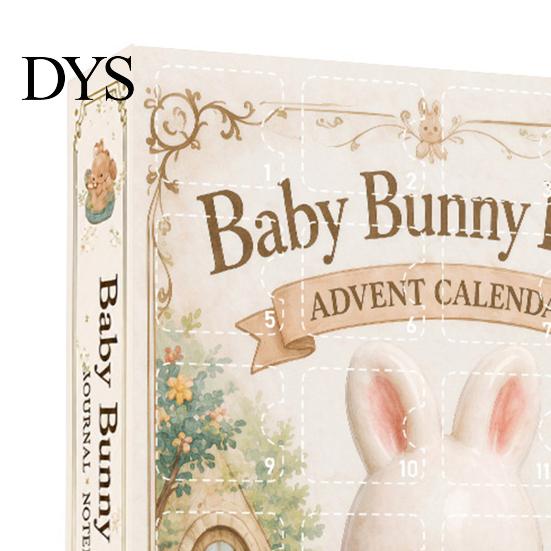 Fun Travel Companions Christmas Bunny Advent Calendar with 24 Acrylic 2D Rabbit Ornaments for Kids, Holiday Countdown Decorations Xmas Tree