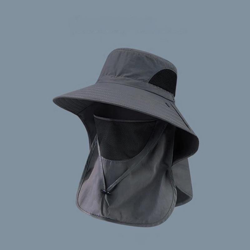Sun Protection Bucket Hat Neck Protector One-Piece Fishing Hiking Hat Outdoor Breathable Bucket Hat Windproof Large-Brimme
