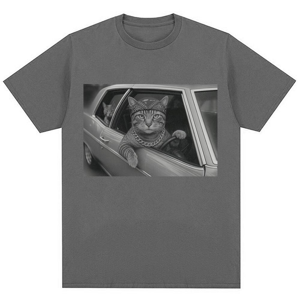 

HOT SALE Funny Cat Gang Memes Retro T-shirts Men Women Fashion Cool T-shirts Super Quality Cotton Casual Summer T-shirts Street 4XL