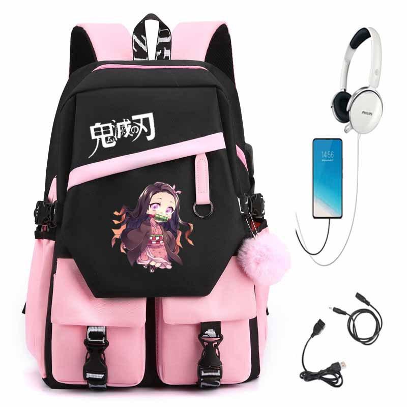 Japan cartoon comics Demon Slayer backpack junior high school student casual cartoon backpack with USB interface 7571