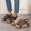 Women's Fashion Retro Chunky Sandals - Waterproof, Open Toe with Velcro Closure, Faux Leather Fabric