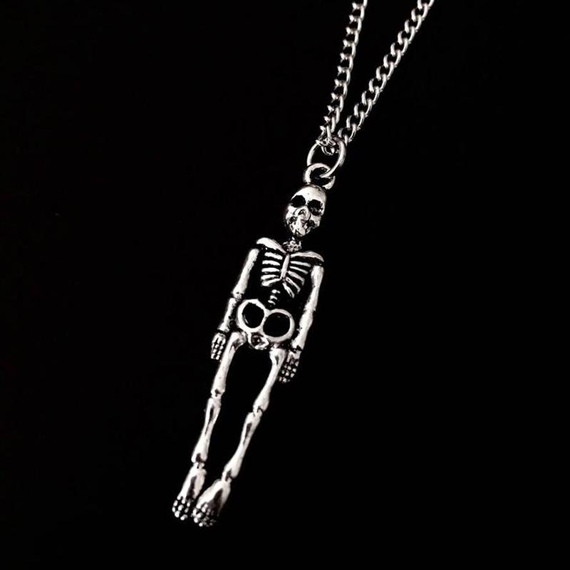 Dark Skeleton Pendant Necklace: Retro Hip-Hop Style for Men and Women