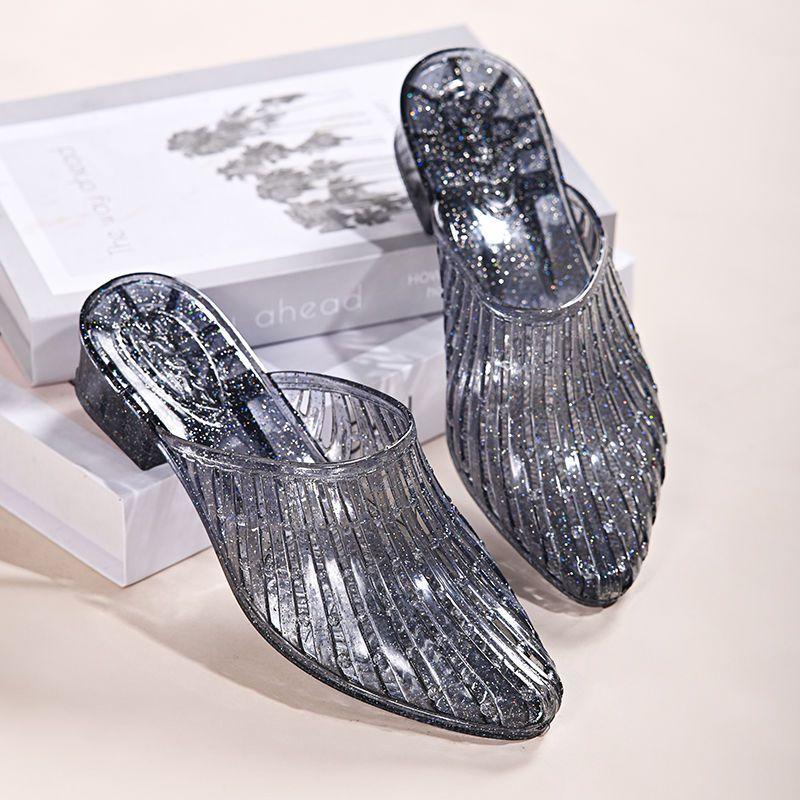Shoes Low Heel Jelly Slides On Beach Women's Mules Slippers and Ladies Sandals Offer Clappers Vip Stylish Unique Wholesale Eva