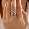 Elegant Sweeping Curve Ring for Women Brass Zircon Openwork Shield Long Finger Cocktail Sophisticated Prom Jewelry
