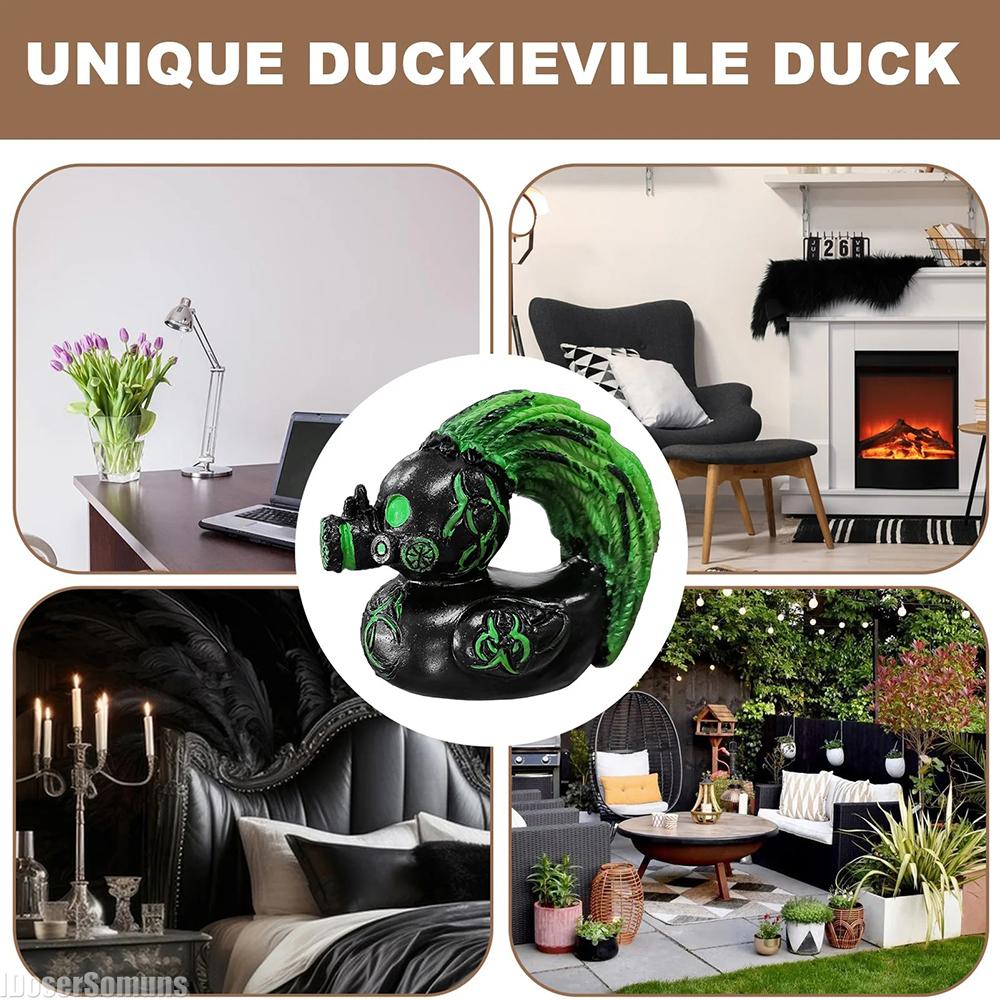 Rocker Duck Creative Resin Duck Figurine Ducks Sculpture Cartoon Cool Desk Animal Figurine Horror Collectibles for Home Decor