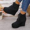 Ladies Shoes 2025 High Quality Side Zipper Women's Boots  Lacing Modern Boots Women New Plus Size Wedge Ankle Boots