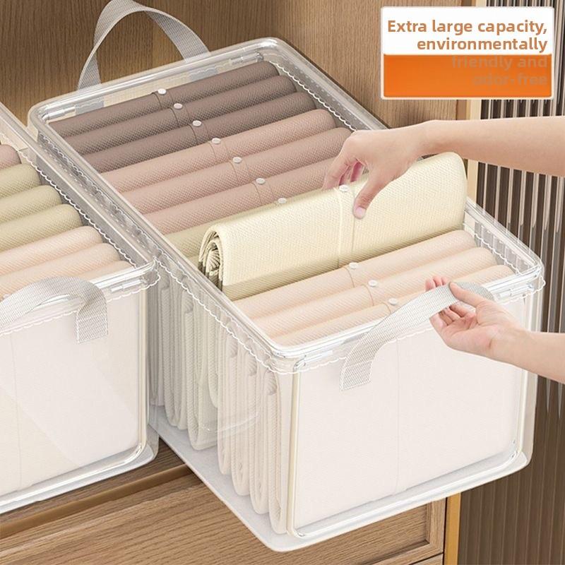 Klare Faltbare Kleideraufbewahrungsboxen für die Organisation im Kleiderschrank zu Hause Ein mehrschichtiger Schubladeneinsatz für Hosen und Hemden