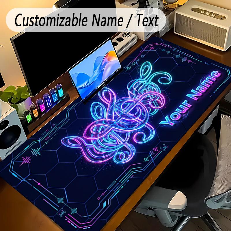 Music Theme Personalized Mouse Pad Custom Name Text Non Slip Desk Pad For Laptop Office Desktop