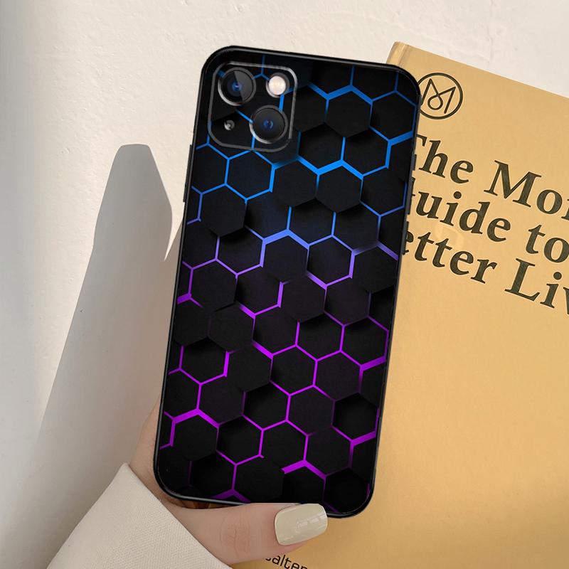 3D Hexagonal Lights Phone Case For iPhone 12 11 13 14 Pro Max X XR XS Max 7 8 Plus SE 2020 12 Mini 13 Mini Cover