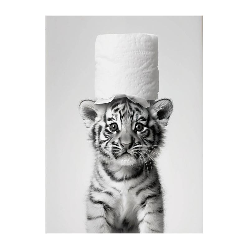 Room Murals Wall Art Poster Otter Cat Tiger Canvas Painting Funny Bathroom Home Decor Cute Animals Toilet Paper Living