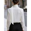 YYFS Women's Fashion Casual Spring Autumn Solid Color Print Long Sleeve Stand-Neck Blouses & Shirts