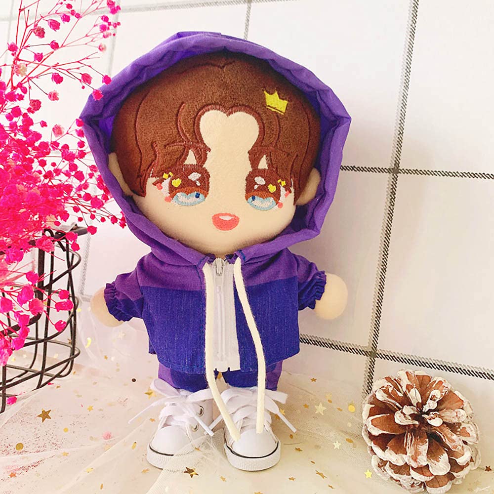 Niannyyhouse 20cm Doll Clothes Cotton Doll Clothes Jacket Shorts 2 Piece Set Hip Hop Clothes Doll Baby Clothes for Stuffed Toys Purple Dress Up +