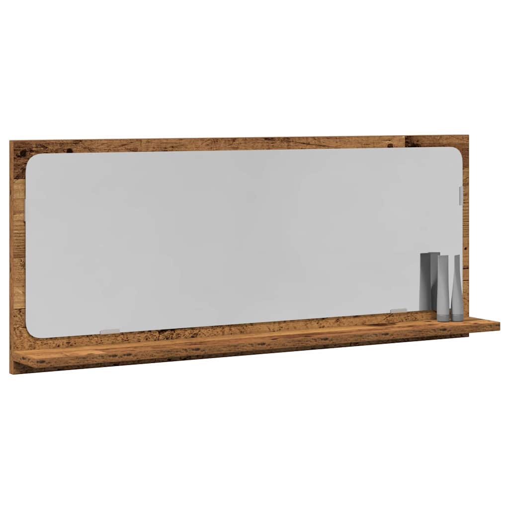 Wall Mounted Mirror Cabinet with Shelf Reclaimed Wood Look 90 x 10.5 x 37 cm Engineered Wood