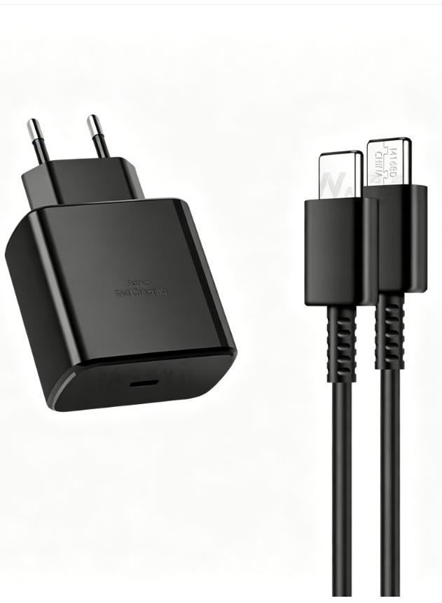 45W EU USB-C fast charger with 2-meter USB-C data cable, USB-C interface charger for Mobile phones with type-c interface