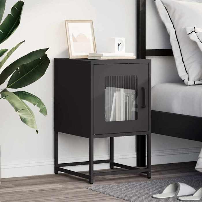 VidaXL Table de chevet noir 36x39x60,5 cm acier laminé à froid, table d'appoint, armoire de lit, table d'appoint pour 853326