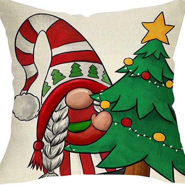 Christmas Cartoon Pillow Cover, Santa Claus, Reindeer, Snowman, Cute Pillowcase, Home Celebration, Red Creative Gift