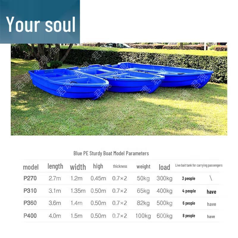 Junhun Blue Double-Layer PE Fishing & Rescue Boat