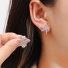 Blue Zircon Starfish Stud Earrings Women'S Fresh Fashion Trend Niche Daily Exquisite Elegant Earrings