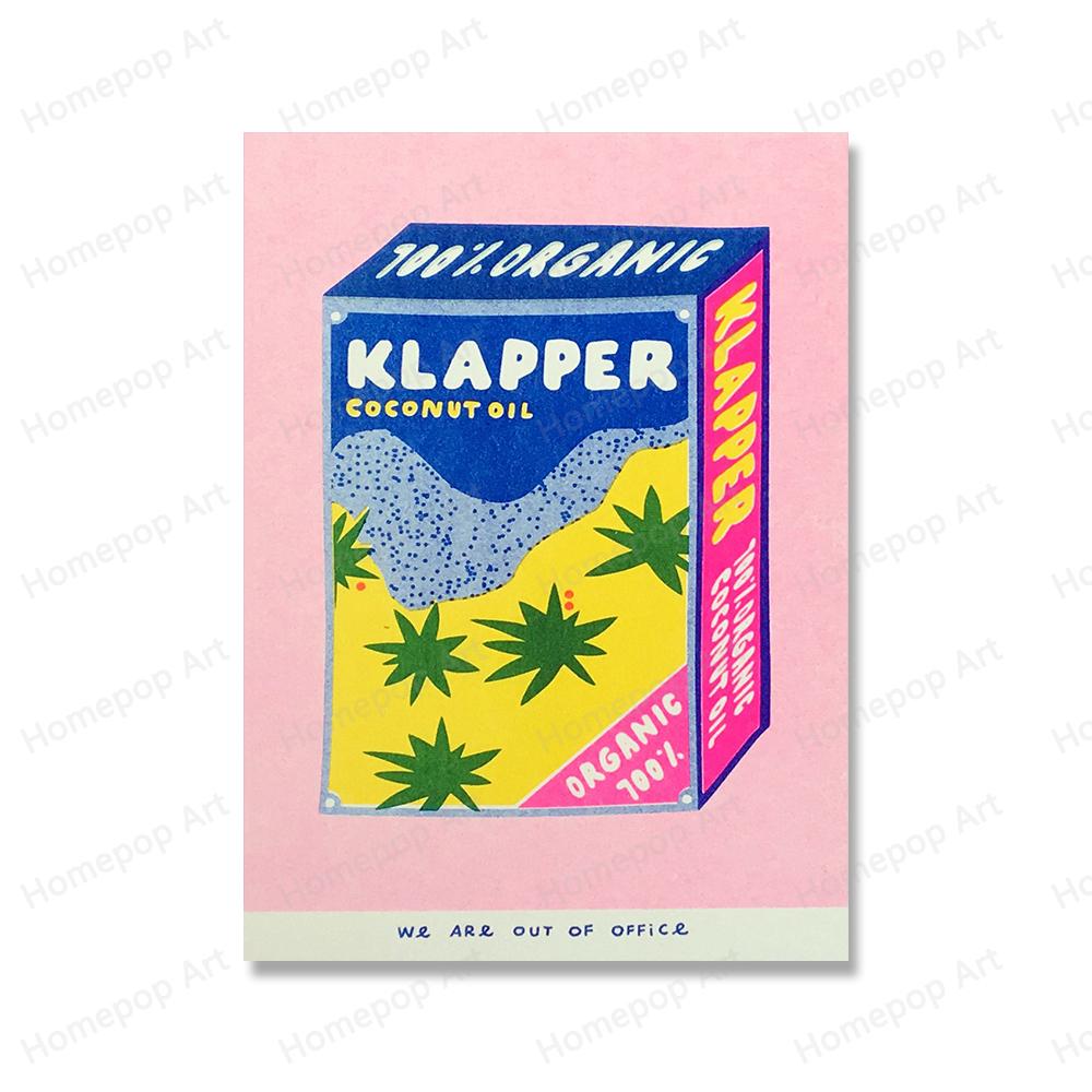 Japonské vědro Kokosový olej Konzerva Švestka Rajče Sardinky Nástěnná malba Severský plakát Růžový čaj Tisk Obrázek Dekorace obývacího pokoje