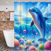 Dolphin In Wave Bathing Curtain  Bathroom Shower Curtain Waterproof With 12 Hooks Home Deco Free Ship