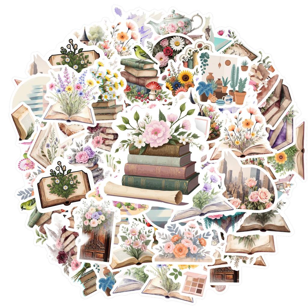 35pcs-50pcs Vintage Vintage Stickers Artistic Nature Stickers Teacher Reward Stickers For Guitar Laptop Helmet Skateboard