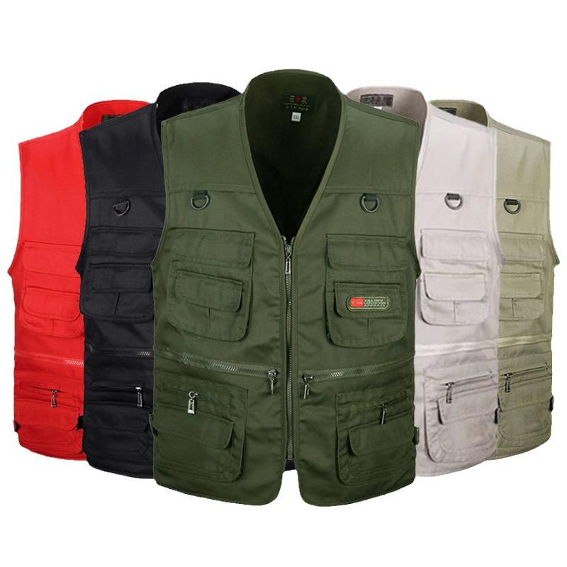 Men's Plus Size Multi-Pocket Outdoor Fishing Vest - Casual Sleeveless Jacket