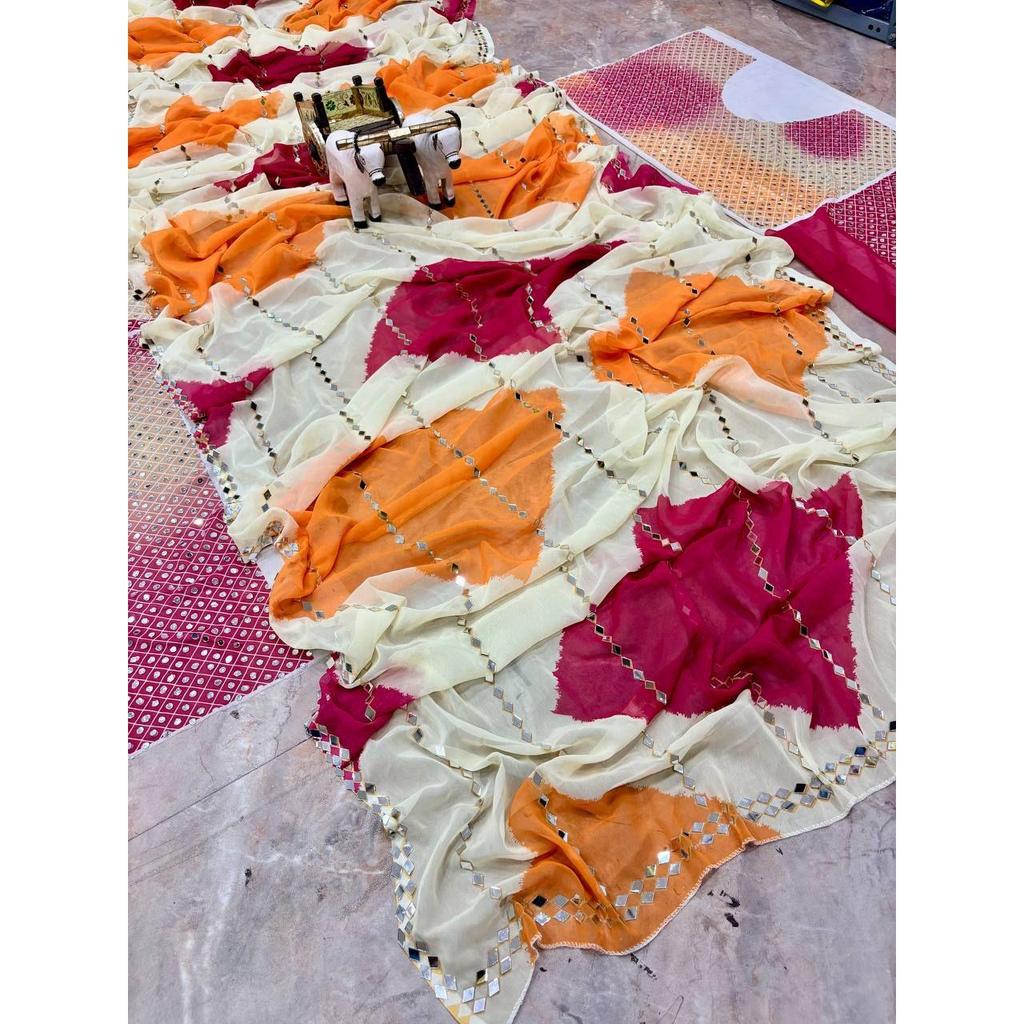 New Launch Premium Designer Mirror Work Saree