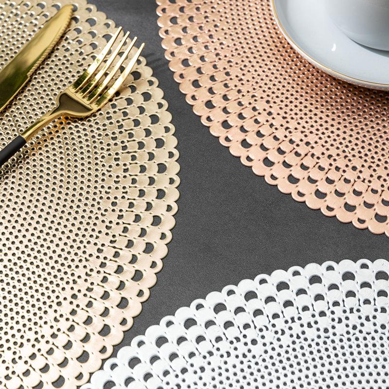 PVC Western-Style Placemat Hollow Heat Proof Mat Dining Table Cushion Coaster Placemat Hotel Restaurant Table Cloth Placemat