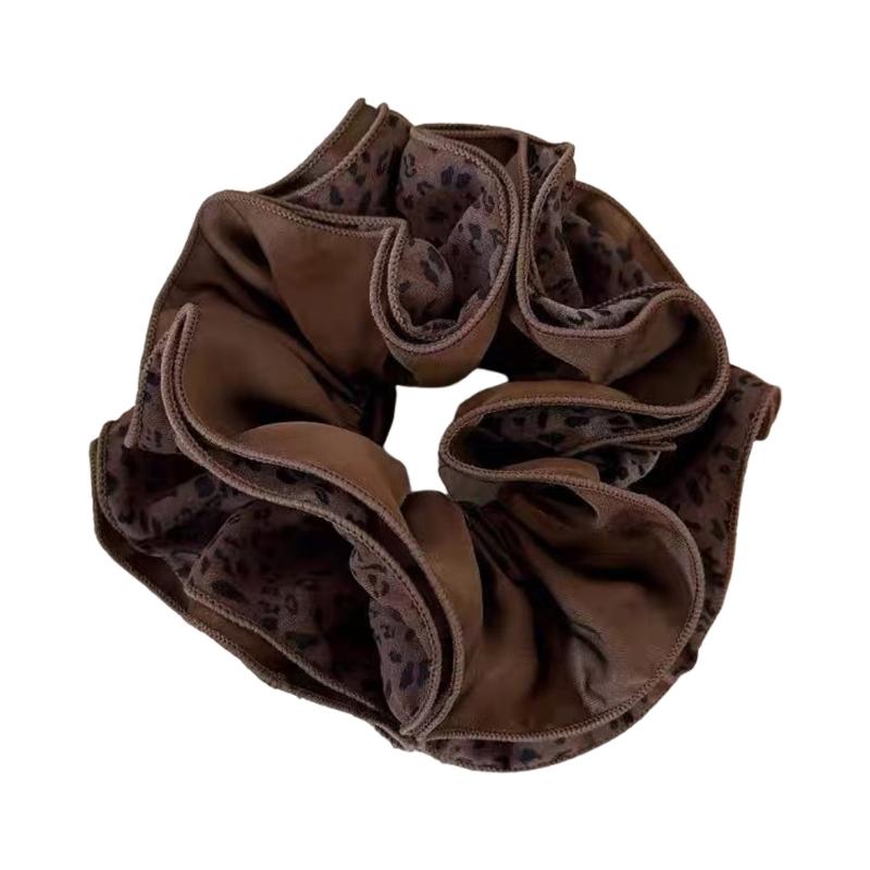 Stylish Coffee Brown Hair Scrunchies With Four Reinforced Edges Stretchy Fabric Hair Band Headwear for Daily Styling