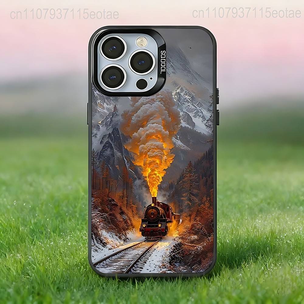 Vintage Classic Steam Train Railway Phone Case For iPhone 17,16,15,14,13,12,11,Pro,Max,Plus,E,Air,Mini Anti Fall Black  Bumper