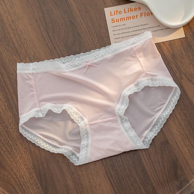 Female Summer Ultra Thin Ice Silk Naked Breathable Antibacterial Cotton Crotch Waist Non Trace Quick Dry Briefs