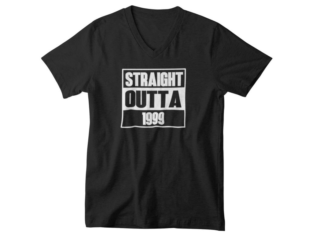 Mens V-neck Straight Outta 1999 T-Shirt 21 Years of Being 21th Birthday Gift Tee