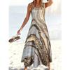 Casual Beach Women Dress Marble Print Sleeveless Maxi Dress Summer Casual Round Neck A Line Flowy Beach Sundress