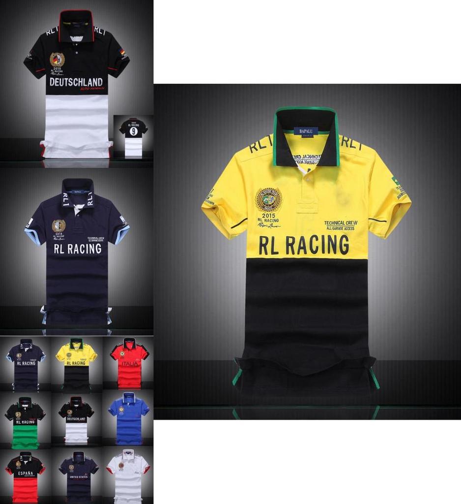 Nuova T-shirt da uomo a maniche corte Rl Racing Misto cotone Comodo Design classico