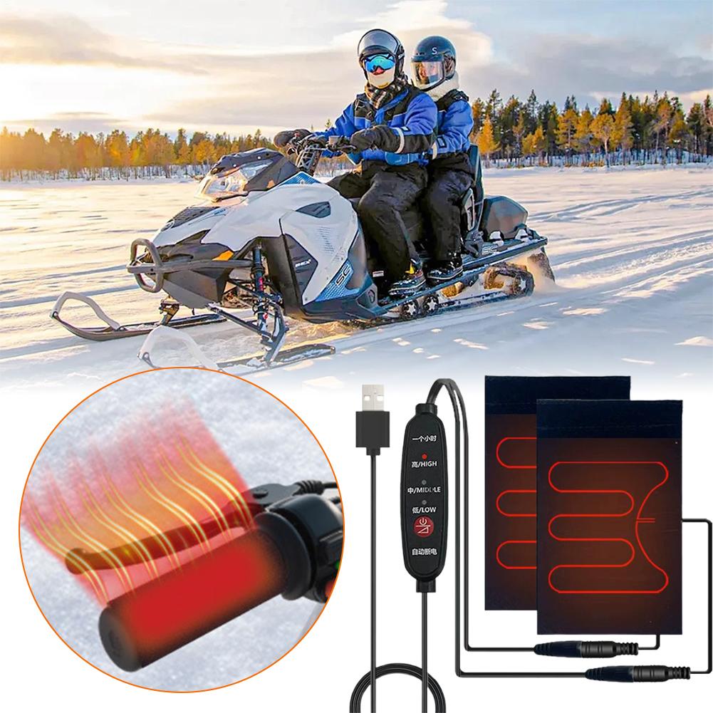 Winter 5V Motorcycle Heated Grips Cover 3 Gear Adjustable USB Electric Heating Handlebar Warmer Kit Motorcycle Accessories