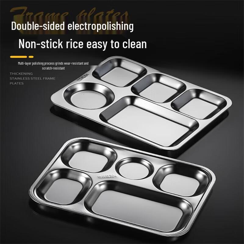 304 Stainless Steel Five-Compartment Meal Tray Set