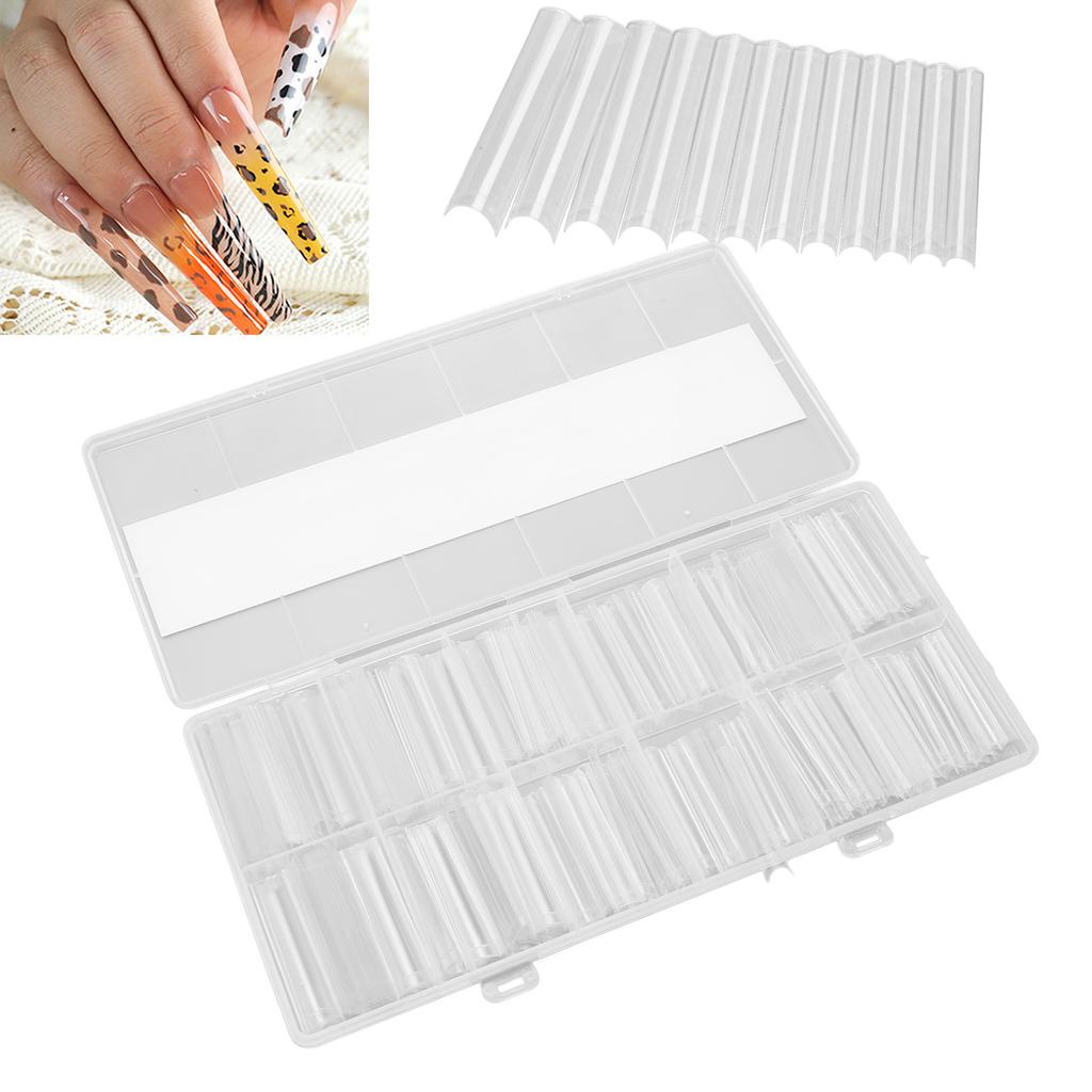 240pcs False Nail Extensions Transparent Ultra Long Nail Tips Thin Full Cover Artificial Fingernail Tips