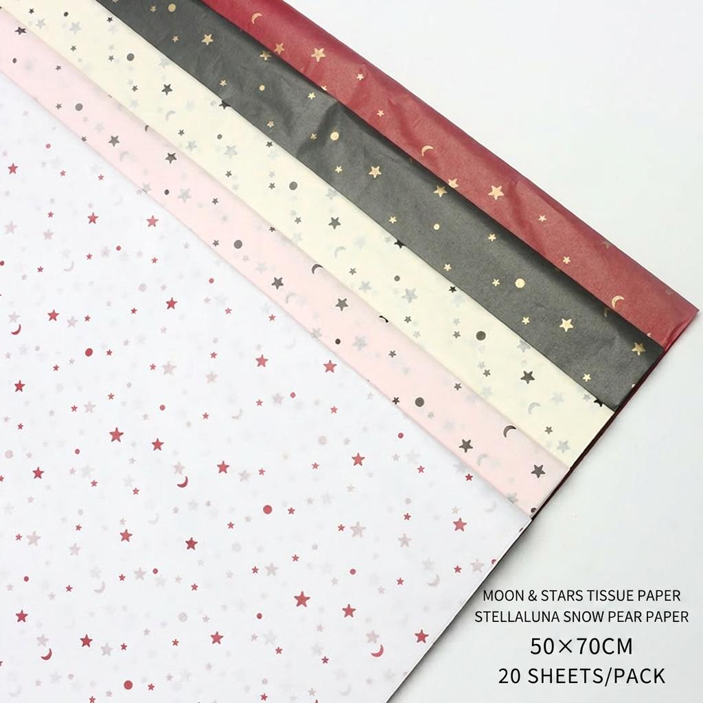 Star Moon Tissue Paper Minimalist Foil Printed Paper Floral Wrapping Paper Foil-Printed For Floral Studios Bouquet Wrapping