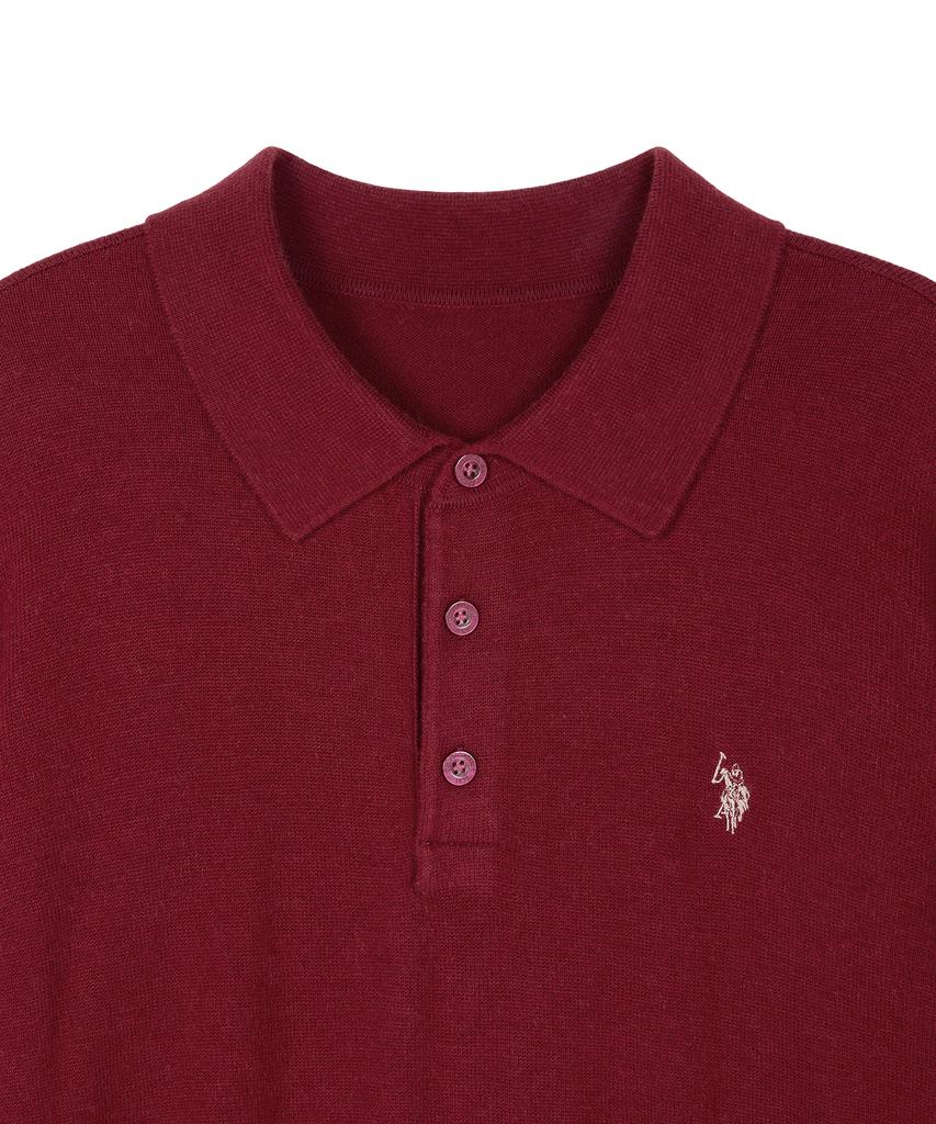 USPOLOASSN Merino Wool Collar Knit_Burgundy