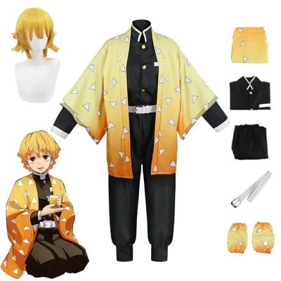 Anime Agatsuma Zenitsu Cosplay Kostým Kimono Halloween Oblečení Party Uniforma Paruka Ženy Děti