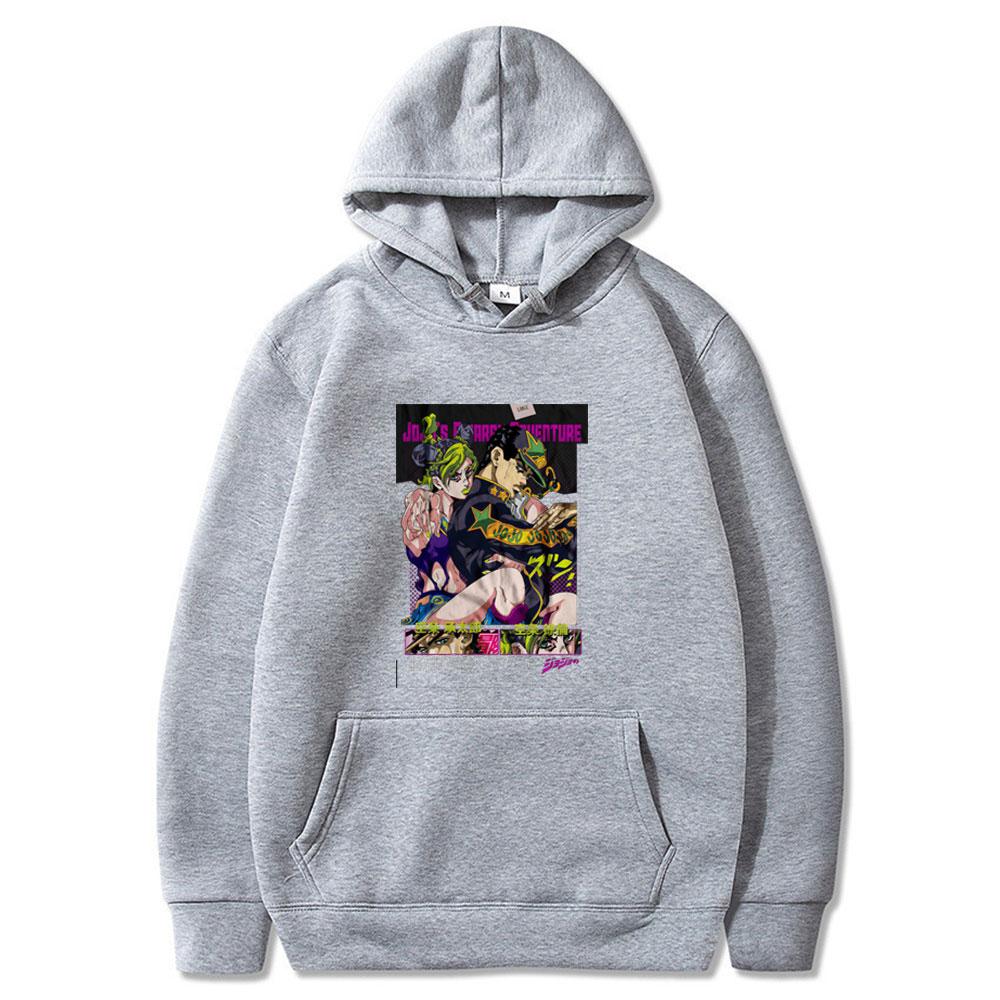Anime JoJo Bizarre Adventure Hoodies Kujo Jotaro Kujo Jolyne Manga Tops Winter Couple Cwears Casual Comfort Oversized Streetwear