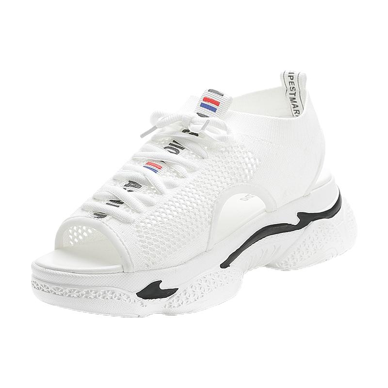 Damen Sportsandalen Sommer Neu Hohl Flach Ins Mode All-Match Plateau Plattform Freizeitschuhe Damen