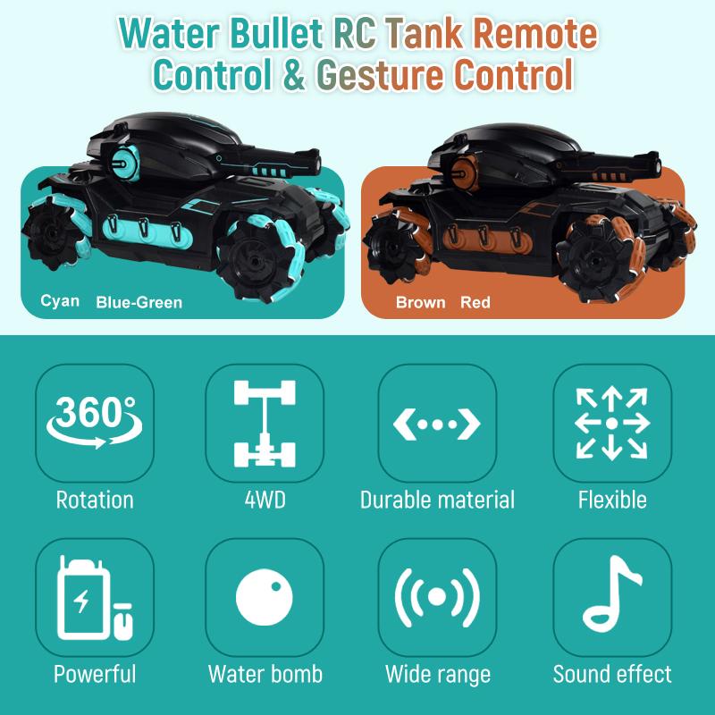 Remote Control Tank Water Bomb Tank Electric Gesture Remote Control Water Bomb Tank Car Multiplayer Children's toyAA