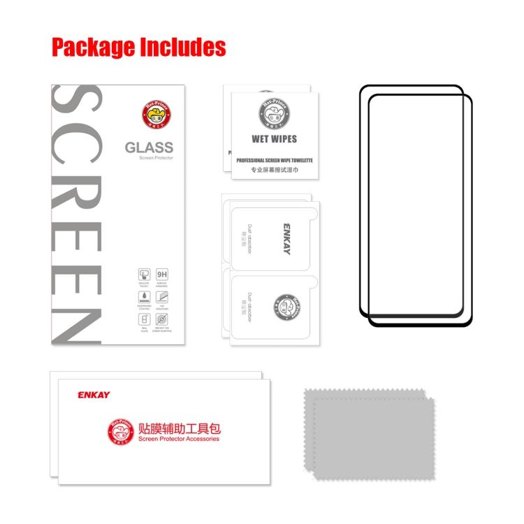 2 PCS For ZTE Nubia Red Magic 7 Pro ENKAY Full Glue 0.26mm 9H 2.5D Tempered Glass Full Film