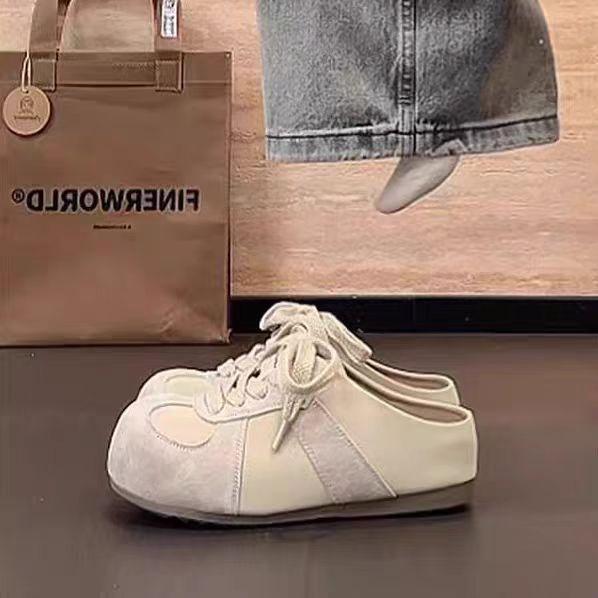 

Ретро сумка голова полутапочки женские для улицы 2025 весна и осень новые туфли-лодочки на платформе без каблука немецкие тренировочные туфли 37