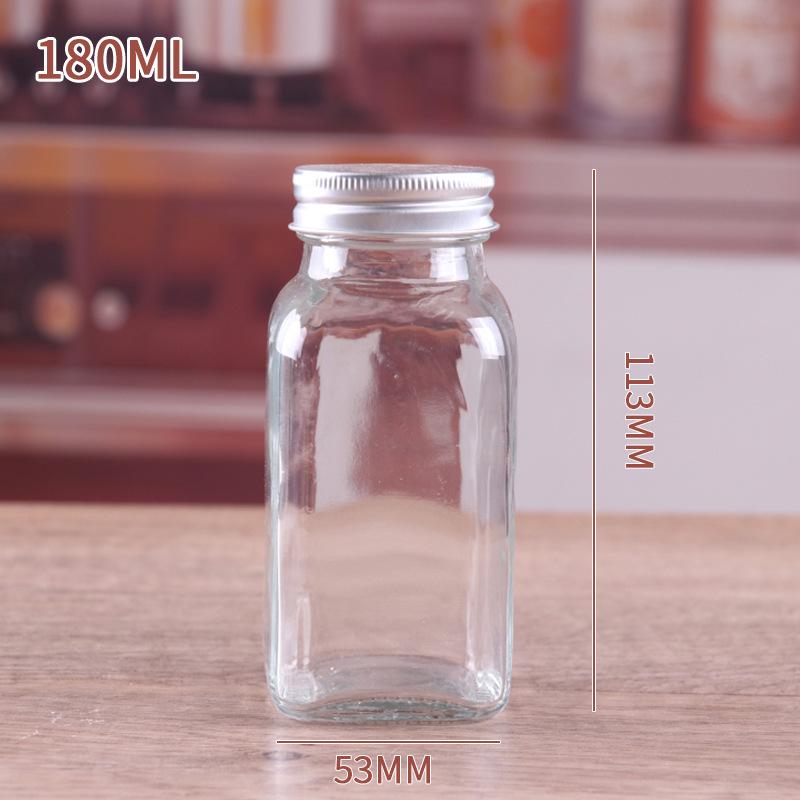 Transparent Glass Seasoning Jar with Open-Hole Lid for Kitchen Condiments