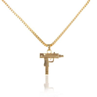 Unisex Herren Gold Maschinengewehr Anhänger Halskette Lange Kette Modeschmuck Halsketten Großhandel Ketten für Herren