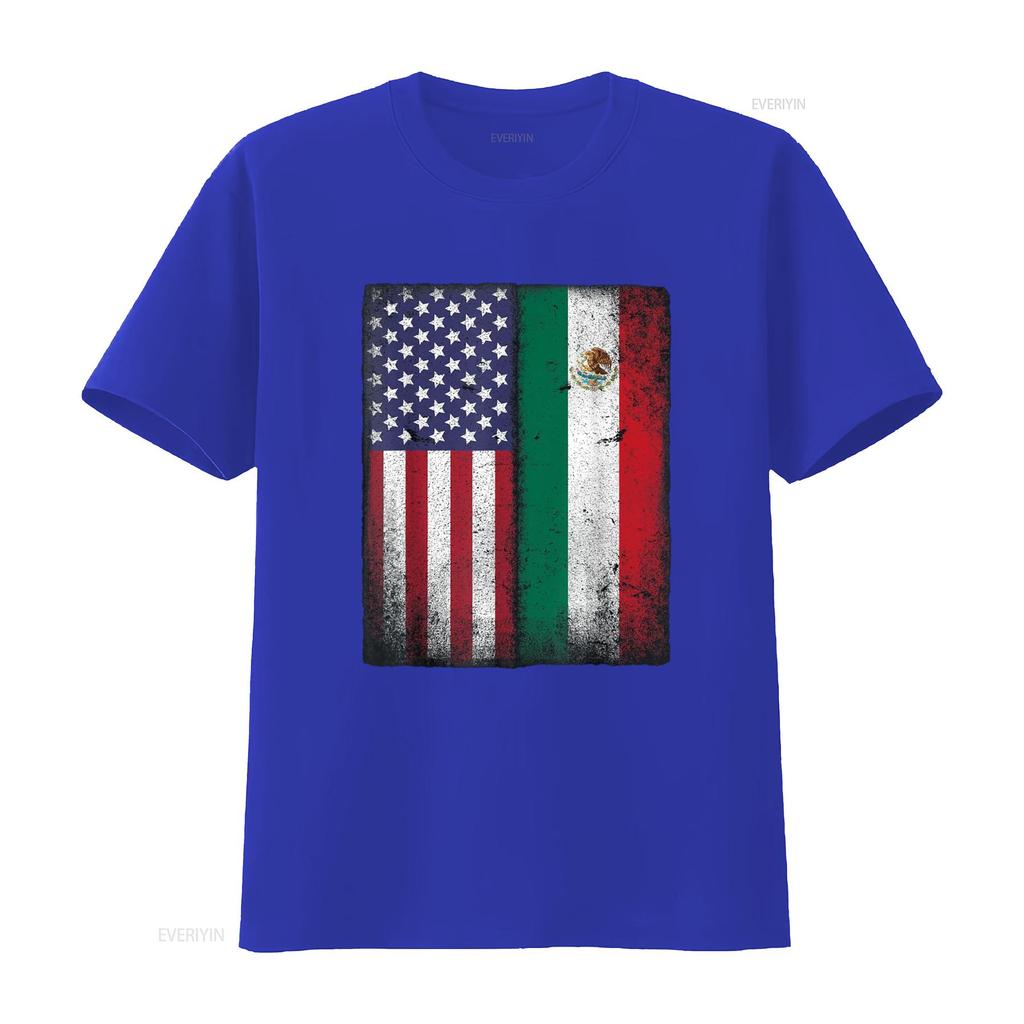 Mexican American Flag Mexico Usa Mexicana Mexicano T Shirt vintage Washed Stretched Slightly graphic Casual homme Soft Stylish