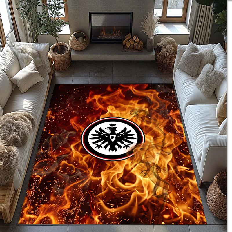 Eintracht Frankfurt Football Print Crystal Velvet Rug, Comfortable Water Absorbent Non Slip Indoor Floor Carpet