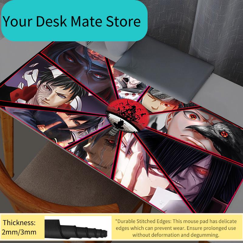 Mouse Pad Anime Naruto Itachi Uchiha Gamer Large Mouse Pads XL Tablet Varmilo Keyboard Carpet Kawaii Gaming Accessories Mousepad